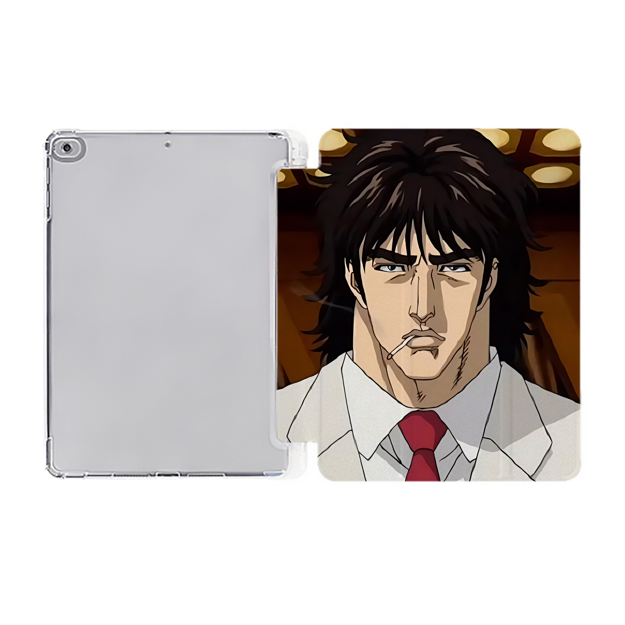 （画像用） 北斗の拳 Fist of the North Star IPad ケース ペン収納付き 三つ折りスタンド PUレザー×シリコン 対応機種9.5/10.5/10.9インチ